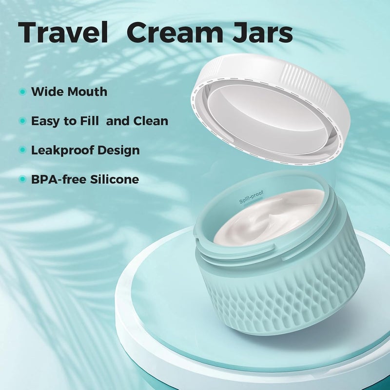 WLEAD BPA Free Silicone Cream Jars - TSA Approved 3oz Travel Size Containers, Leak-proof with Lid for Cosmetic, Face, Hand, Body Glitters - Image 4